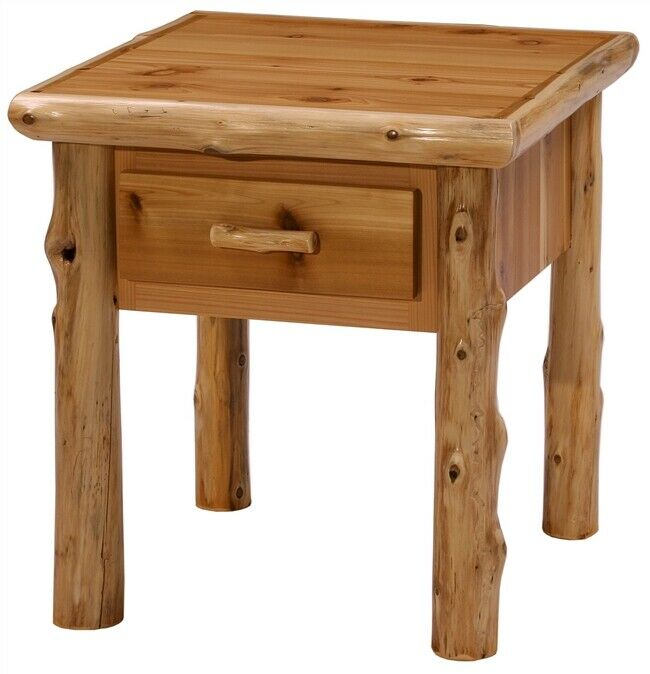 Log End Table/ Night Stand Space Saver Top Quality!!  Rustic Log Furniture