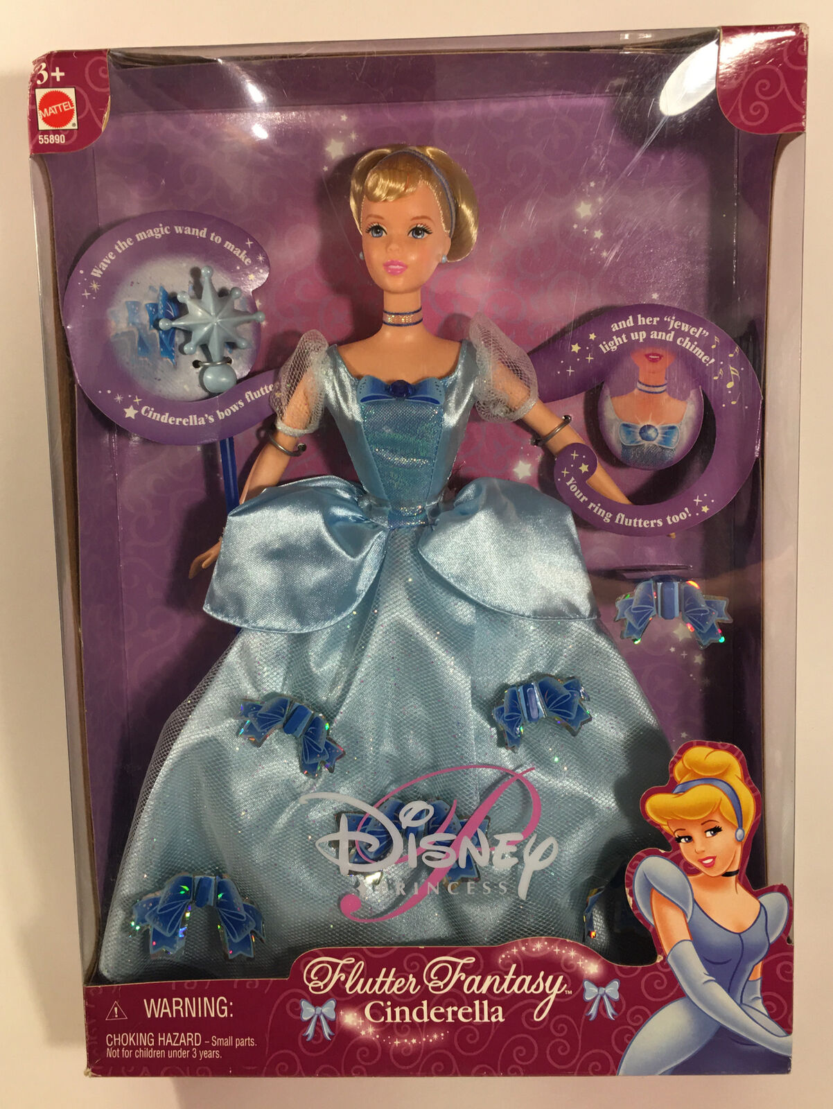 Doll Disney Princess Flutter Fantasy Cinderella Light Up Magic Wand ‘02 Nrfb New