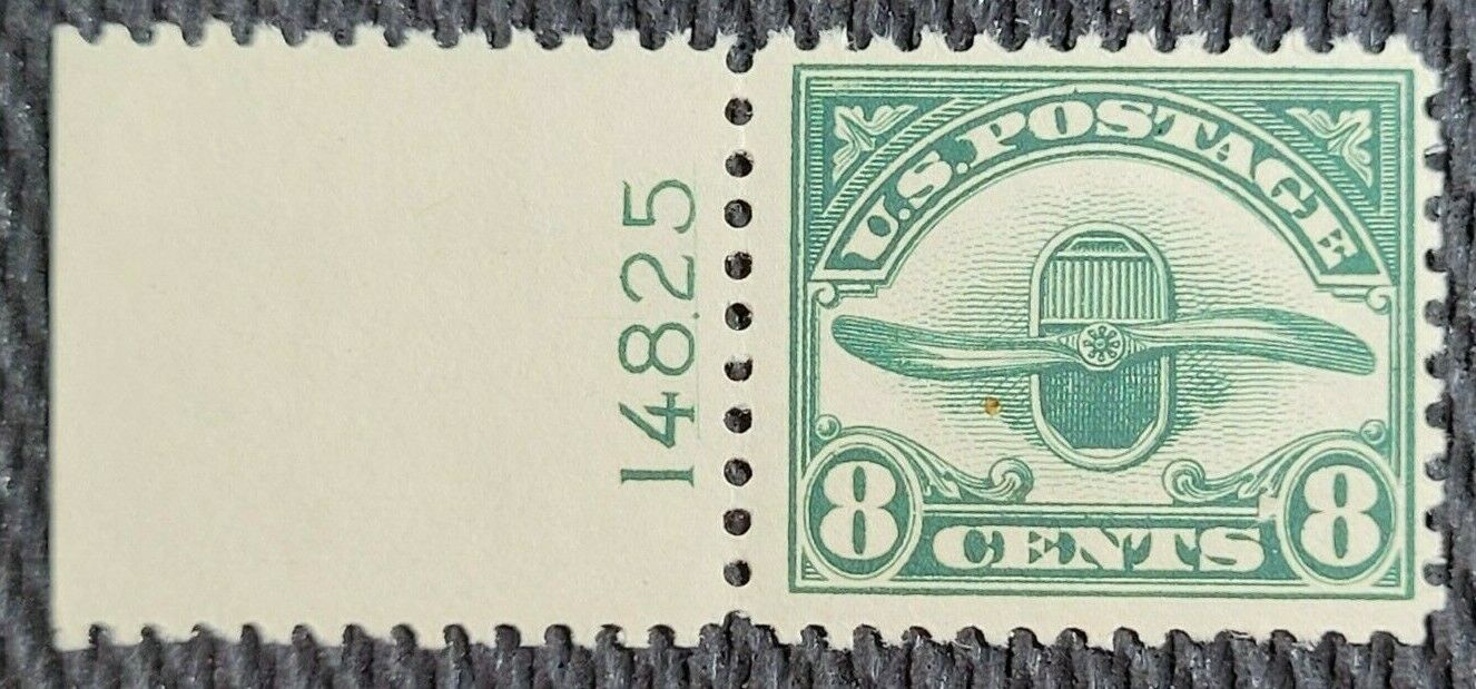 Pucci's Scott # C4 8 Cent Airmail Plate Number Single Mint Small Hinge Remnant.
