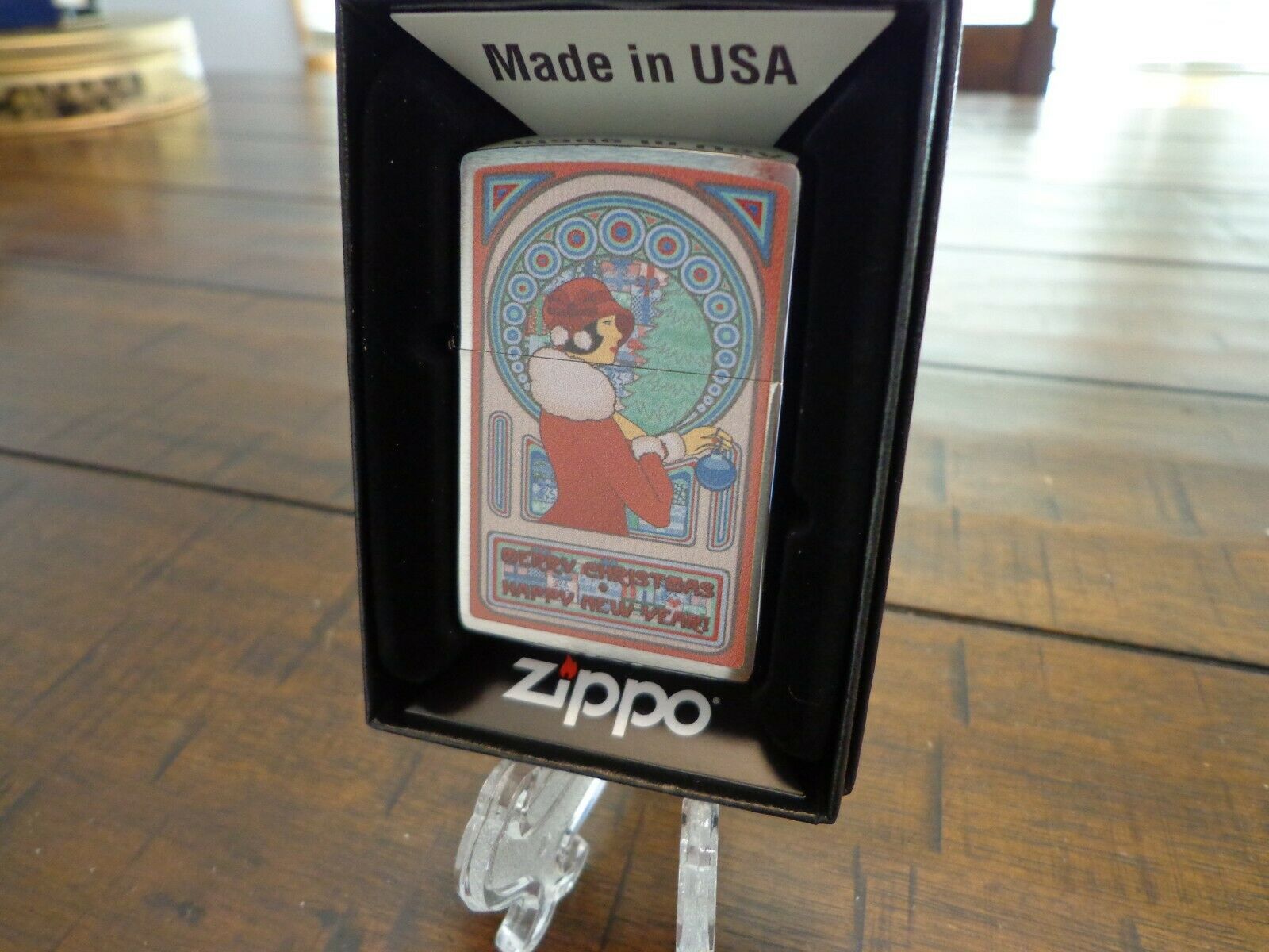 Merry Christmas & Happy Near Year Art Deco Woman 2021 Zippo Lighter Mint In Box