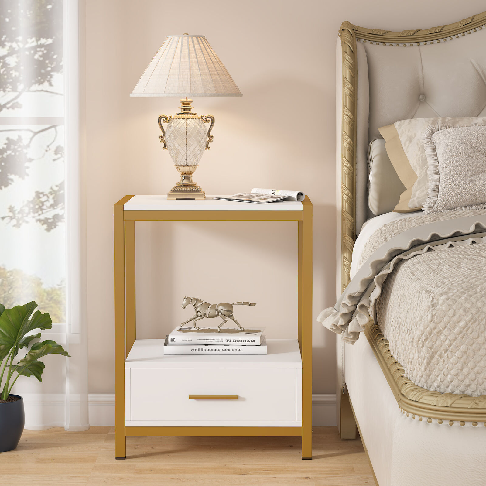 End Table Side Table Bedside Table W/ Drawer For Living Room, Bedroom Nightstand