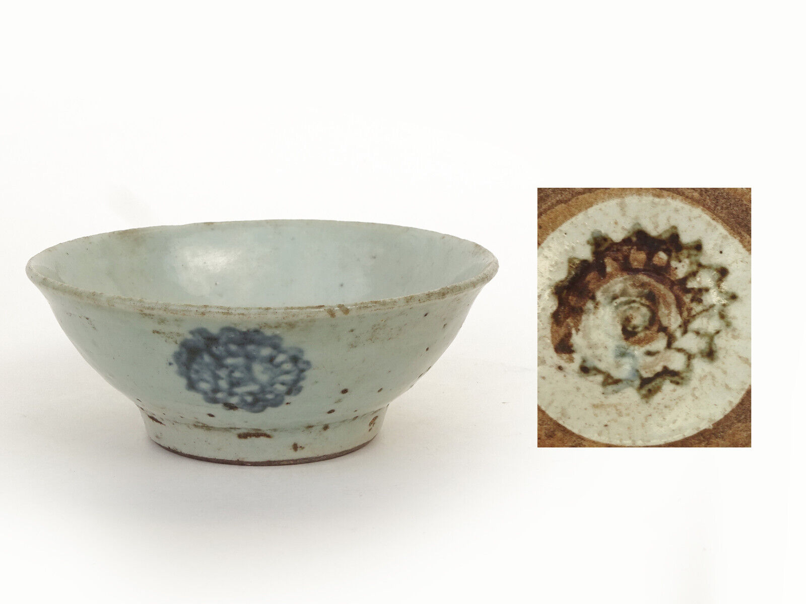 19th C. Antique Chinese Thailand Market B/w Provincial Porcelain Ceramic Bowls