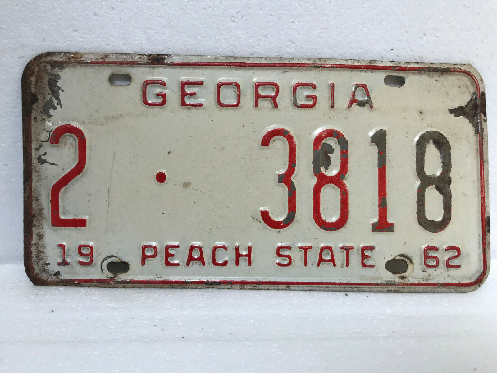 1962 Georgia License Plate - All Original 2-3818