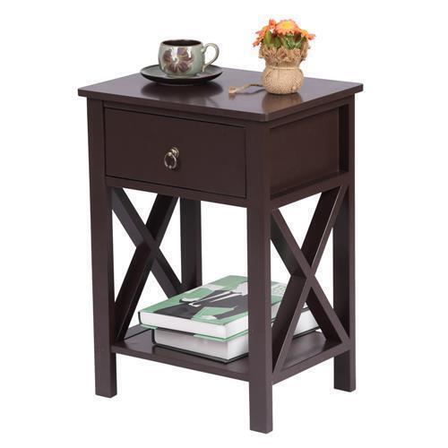 X-design Nightstands End Table With Drawer And Open Storage Shelf Bedside Table