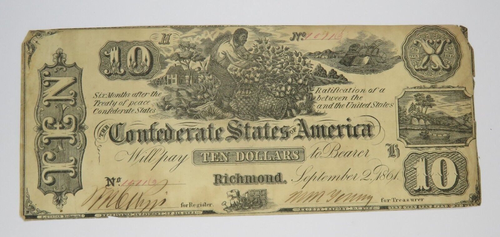 Confederate States Of America | Richmond Ten Dollar $10 Banknote #34253f