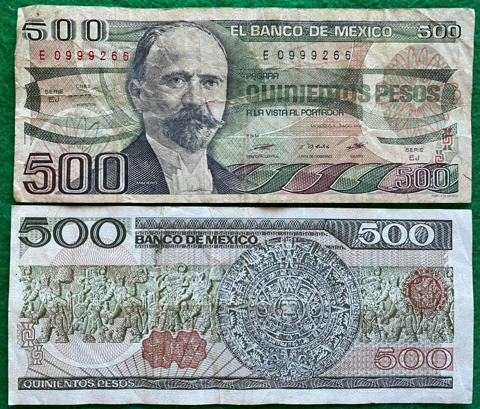Mexico Banknote Circulated 1984 Francisco I. Madero Bdm Bill 500 Pesos Note