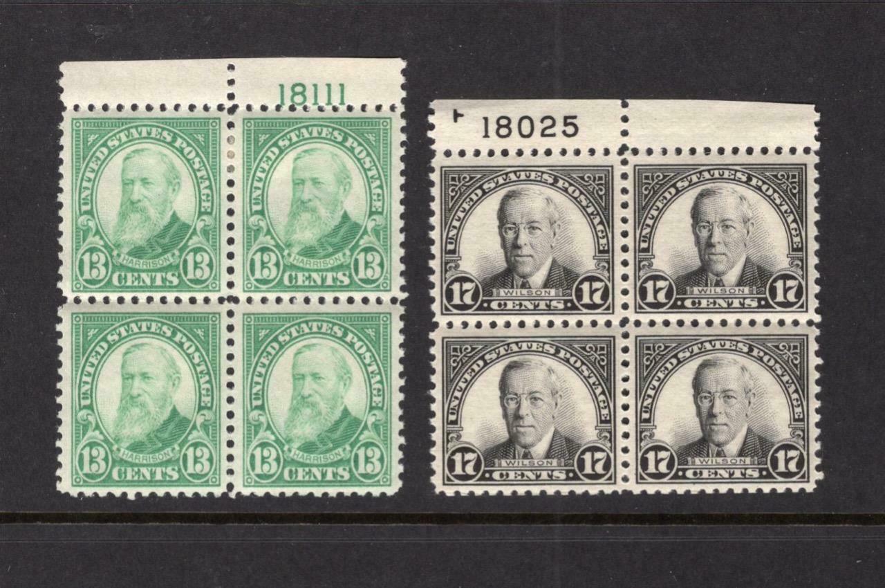 Usa 1925-26 13¢ & 17¢ Blocks Of 4 - Og Mnh & Mh - Sc# 622-623      No Reserve!