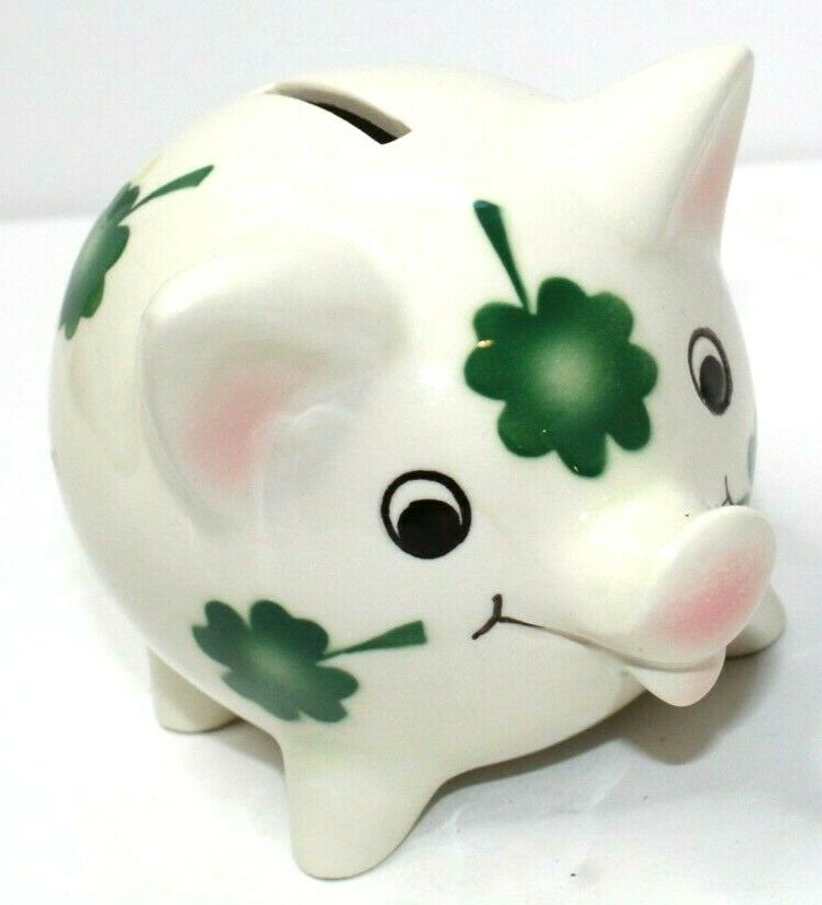 Goebel Vintage Ceramic Shamrock Pig Figurine Piggy Bank West Germany