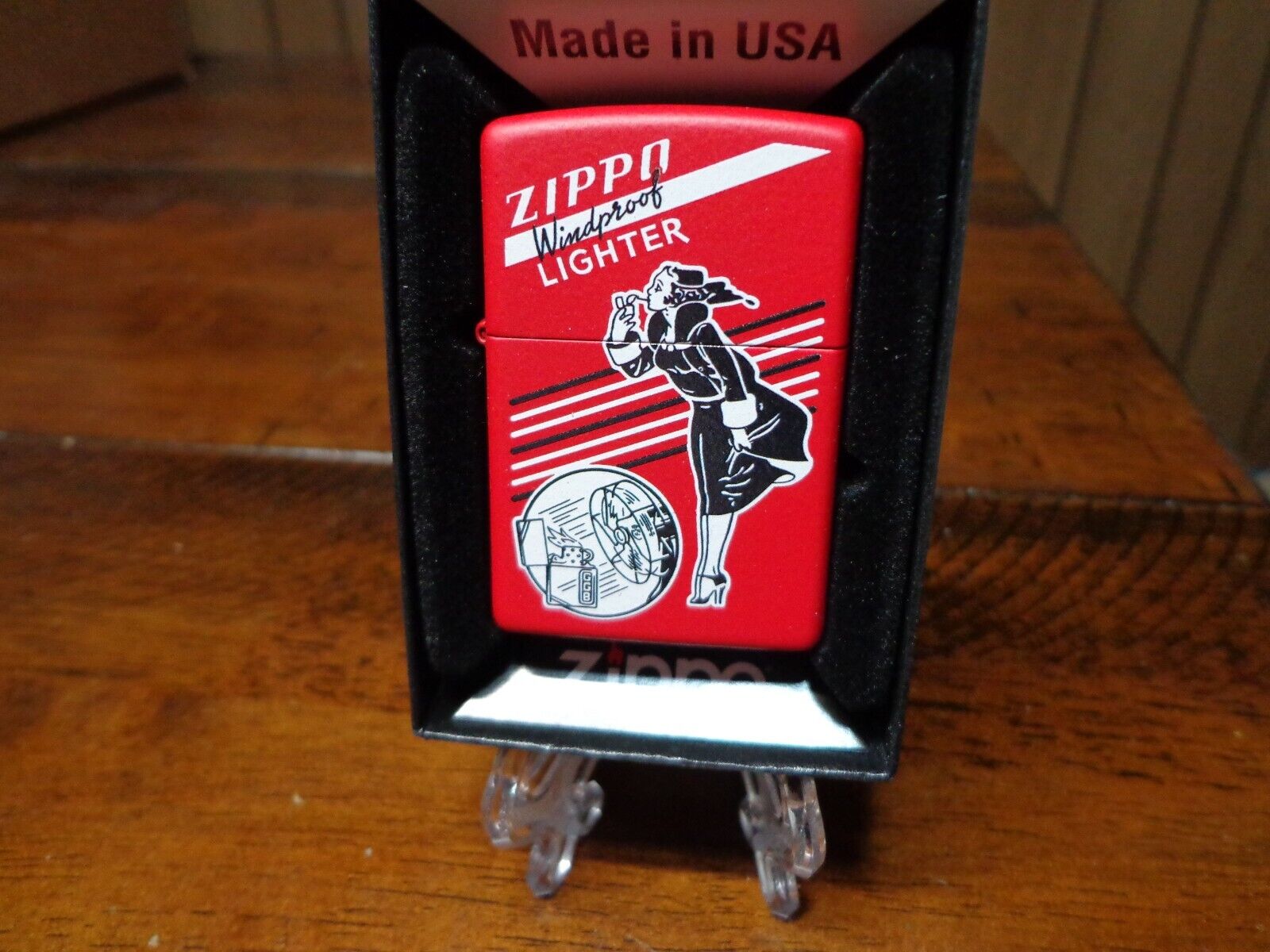 Windy Red Matte Zippo Windproof Lighter Design Zippo Lighter Mint In Box