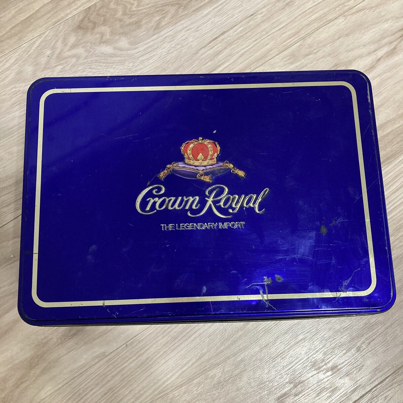 Crown Royal The Legendary Import Tin Box Made In England Worn Collectible