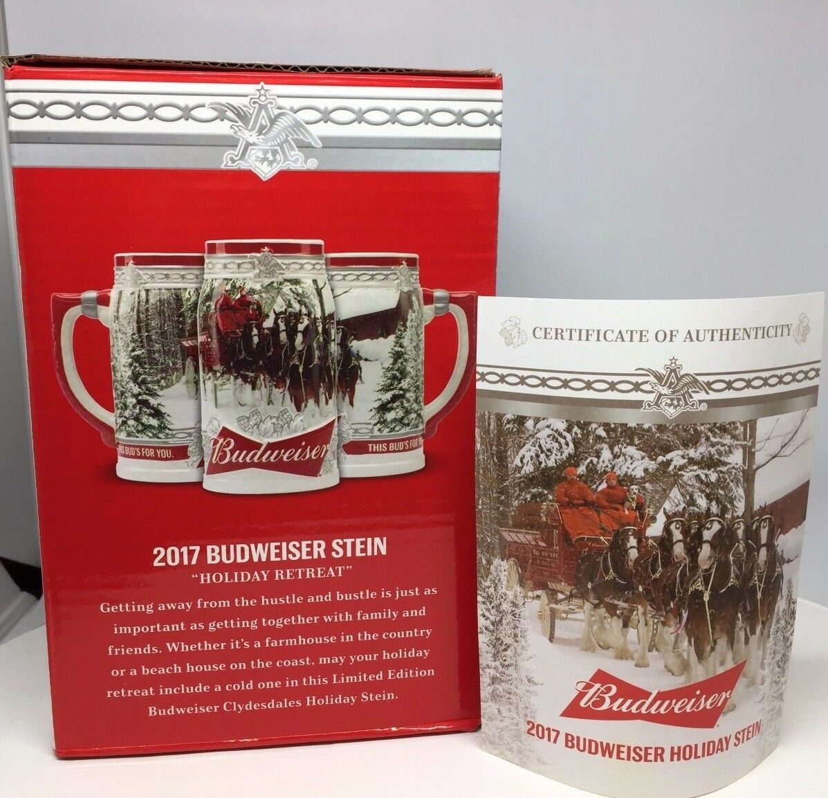 2017 Budweiser Holiday Stein Christmas Beer Mug From Annual Series