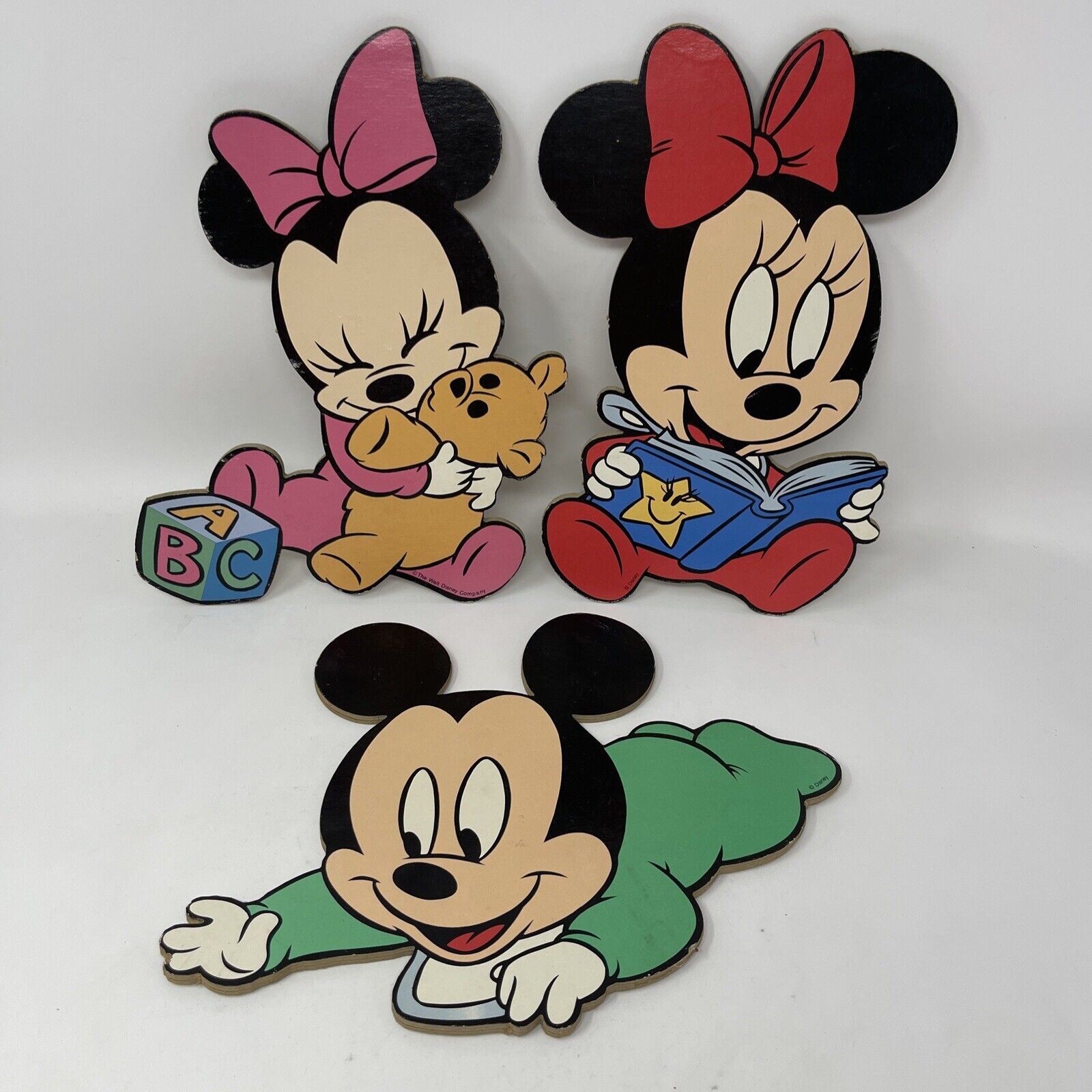 Vintage Cardboard Wall Hangings Baby Mickey Mouse, Minnie Mouse Walt Disney