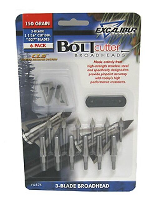 New Excalibur Crossbow 150 Grain Boltcutter 3 Blade Broadheads 6 Pack 6674