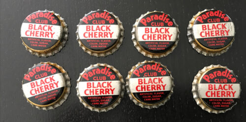 8 Vintage Paradise Club Black Cherry Cork Bottle Caps, Uncrimped * Tacoma, Wa