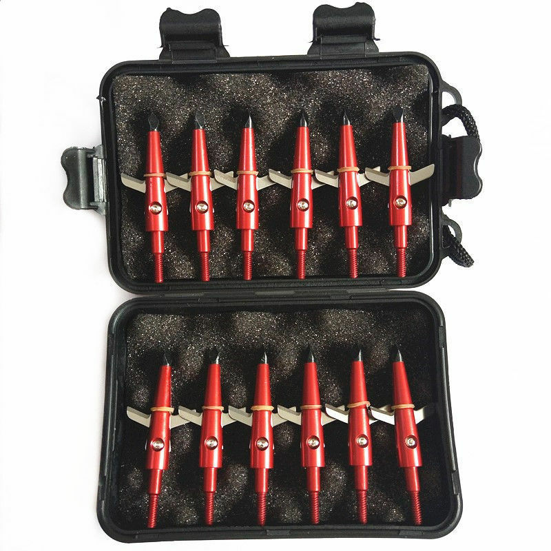 12pcs Red Swhacker Broadheads 100gr 1.75" Cut Arrow Tips Compound Bow Crossbow