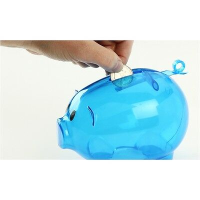 New Blue Plastic Piggy Bank - Save Coins And Cash Fun For Kids 5 1/2" X 3 3/4"