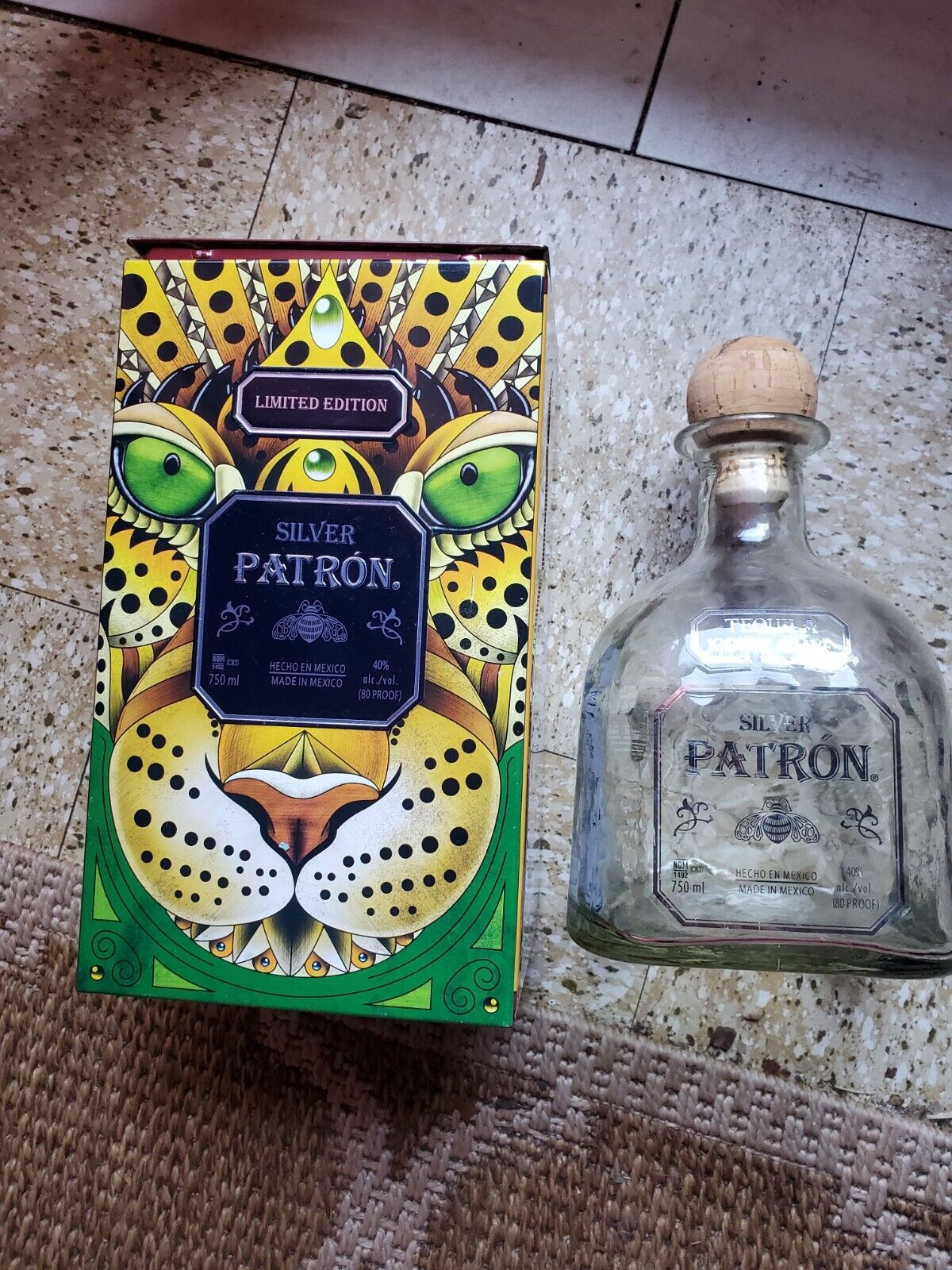Patron Silver Limited Edition Tin Leopard Bee Peacock 750ml Empty Bottle