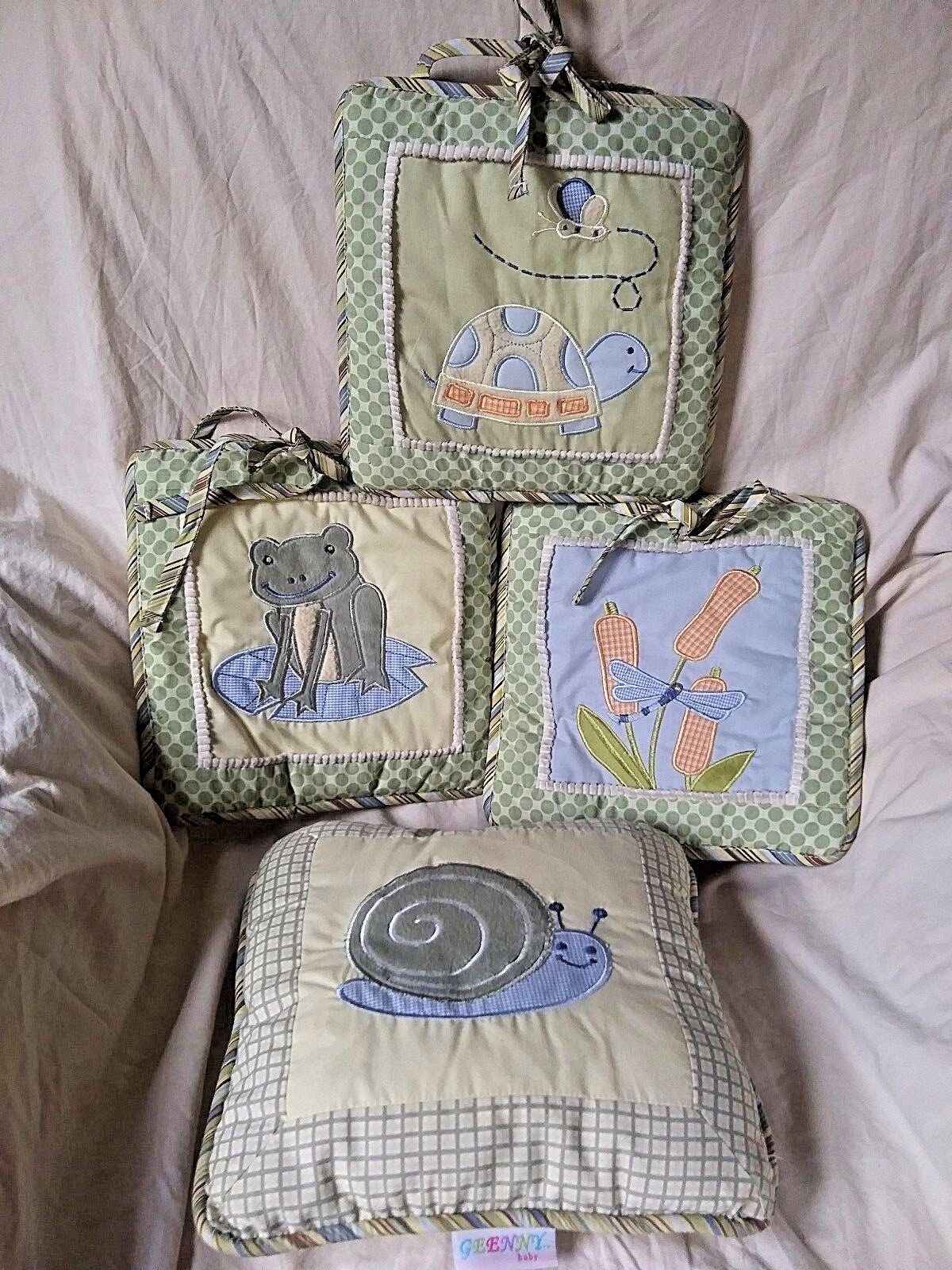 Geenny Baby Nursery Wall Hangings Pillow Green Yellow Frog Turtle Snail Crib