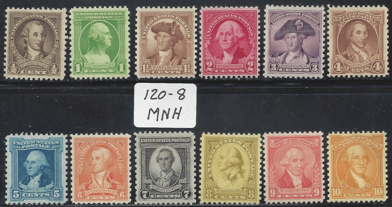 Us Stamps, 1932 Washington Bicentennial, 704 To 715 Mnh