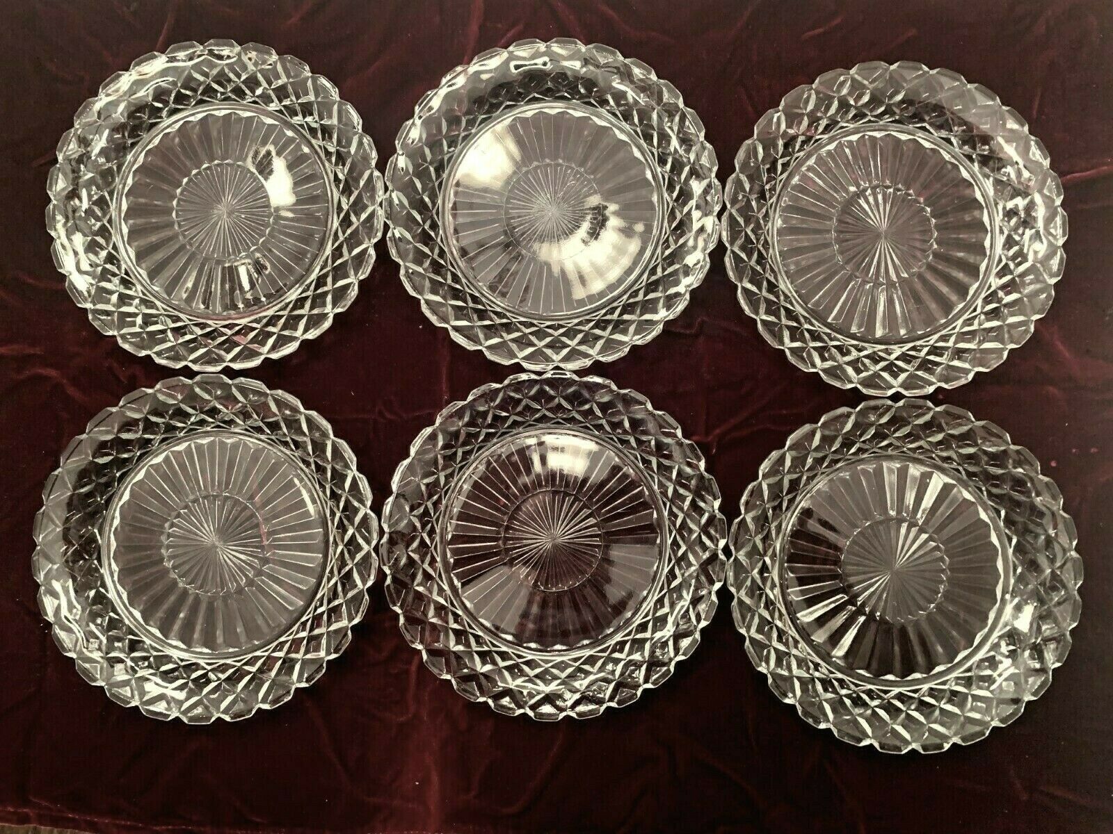 Hocking Glass Waterford Crystal Waffle Pattern 7-1/8” Salad Plates – Set Of 6