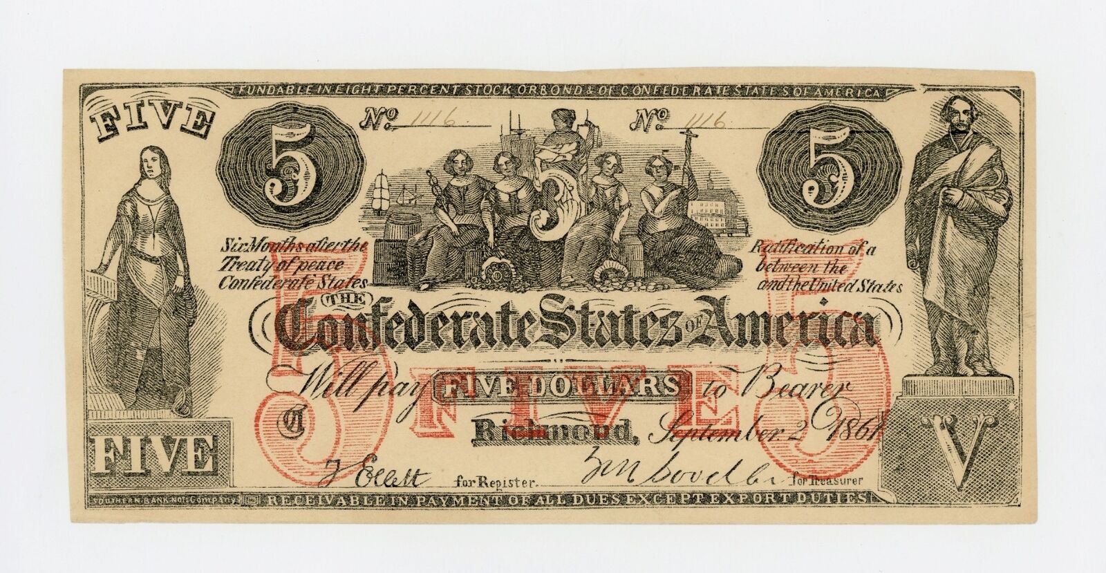 1861 Ct-22 $10 The Confederate States Of America (ctft.) Note - Civil War Era Au
