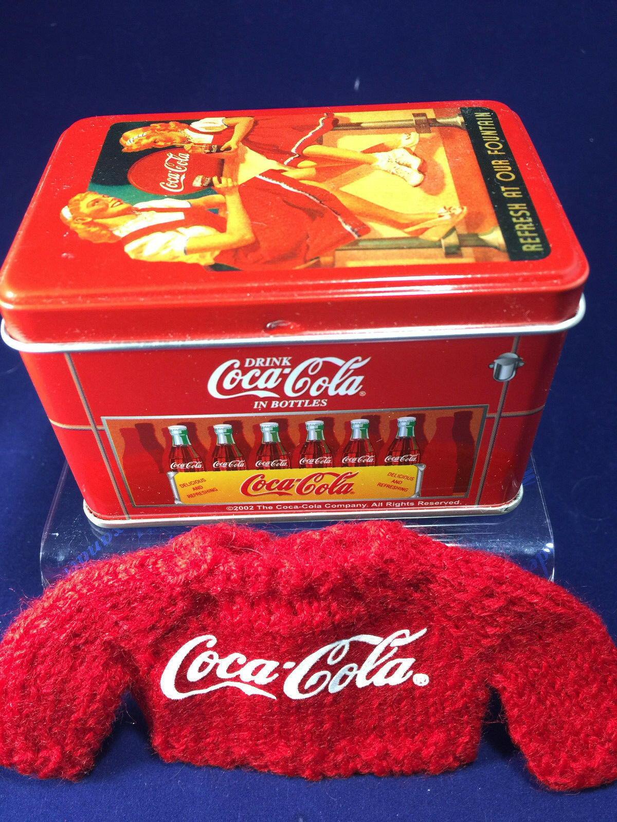 Madame Alexander  Coca-cola Tin Box With Knitted Sweater Cardigan  New Mint