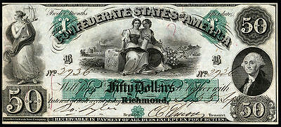 Crisp Unc. 1861 $50 Confedrate State Of America Banknote Copy